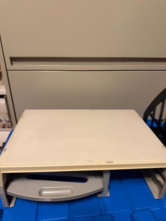 Other - Beige Plastic Desk Monitor Riser Stand and Black rack